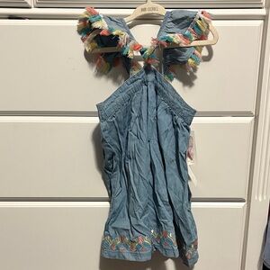 Jessica Simpson bohemian Blue Kids Dress with Colorful Fringe size 3T new!